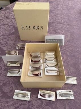 silver place card holders